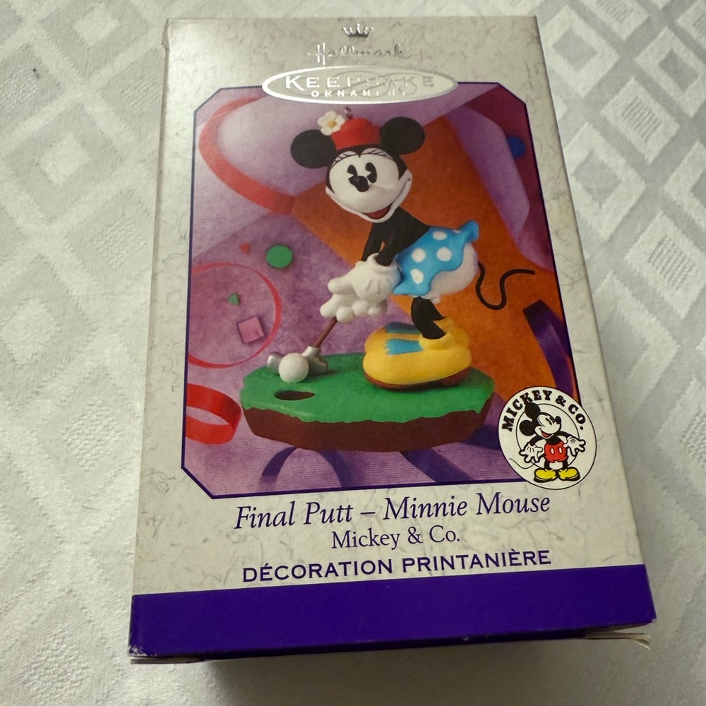 Hallmark Keepsake Minnie Mouse Golf Ornament - Black, White, Blue